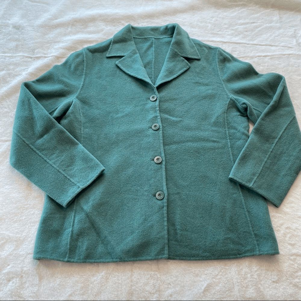 Talbots Women Wool Blazer Jacket Sage Green 4 Button Career No Size Tag